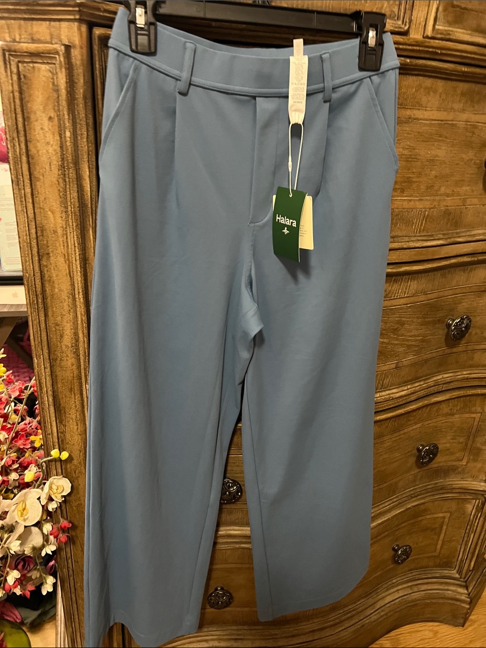 HALARA Women's Soft Blue Wide Leg Pants
